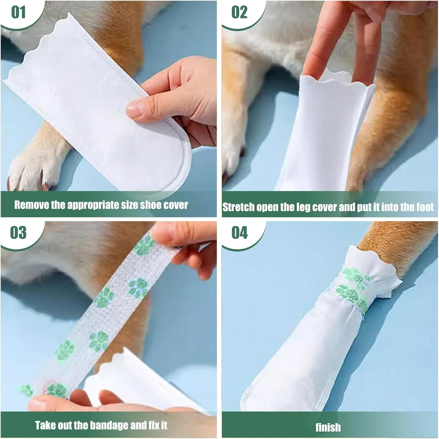 20Pcs Disposable Dog Booties for Paw Protection Dog Feet Covers Pet Shoes for Dogs Paw Wound Recovery Protectors with 1 Roll Dogs Paw Bandage for Medium Large Breeds(Cherry, 20 Pack)