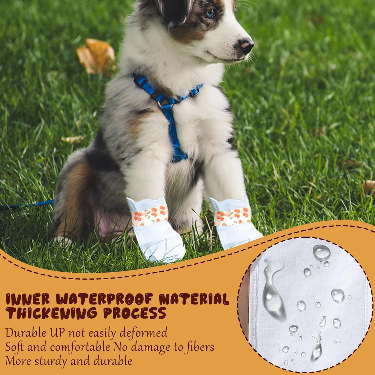 20Pcs Disposable Dog Booties for Paw Protection Dog Feet Covers Pet Shoes for Dogs Paw Wound Recovery Protectors with 1 Roll Dogs Paw Bandage for Medium Large Breeds(Cherry, 20 Pack)