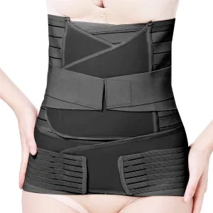 3 in 1 Postpartum Belly Band Post C section Support Recovery Belt After Birth Brace Waist Pelvis Wrap Postnatal Slimming Girdle Black XL
