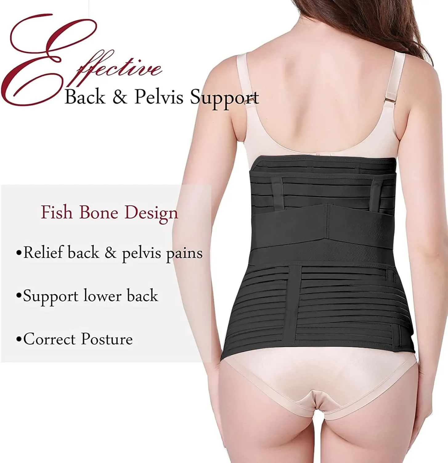 3 in 1 Postpartum Belly Band Post C section Support Recovery Belt After Birth Brace Waist Pelvis Wrap Postnatal Slimming Girdle Black XL