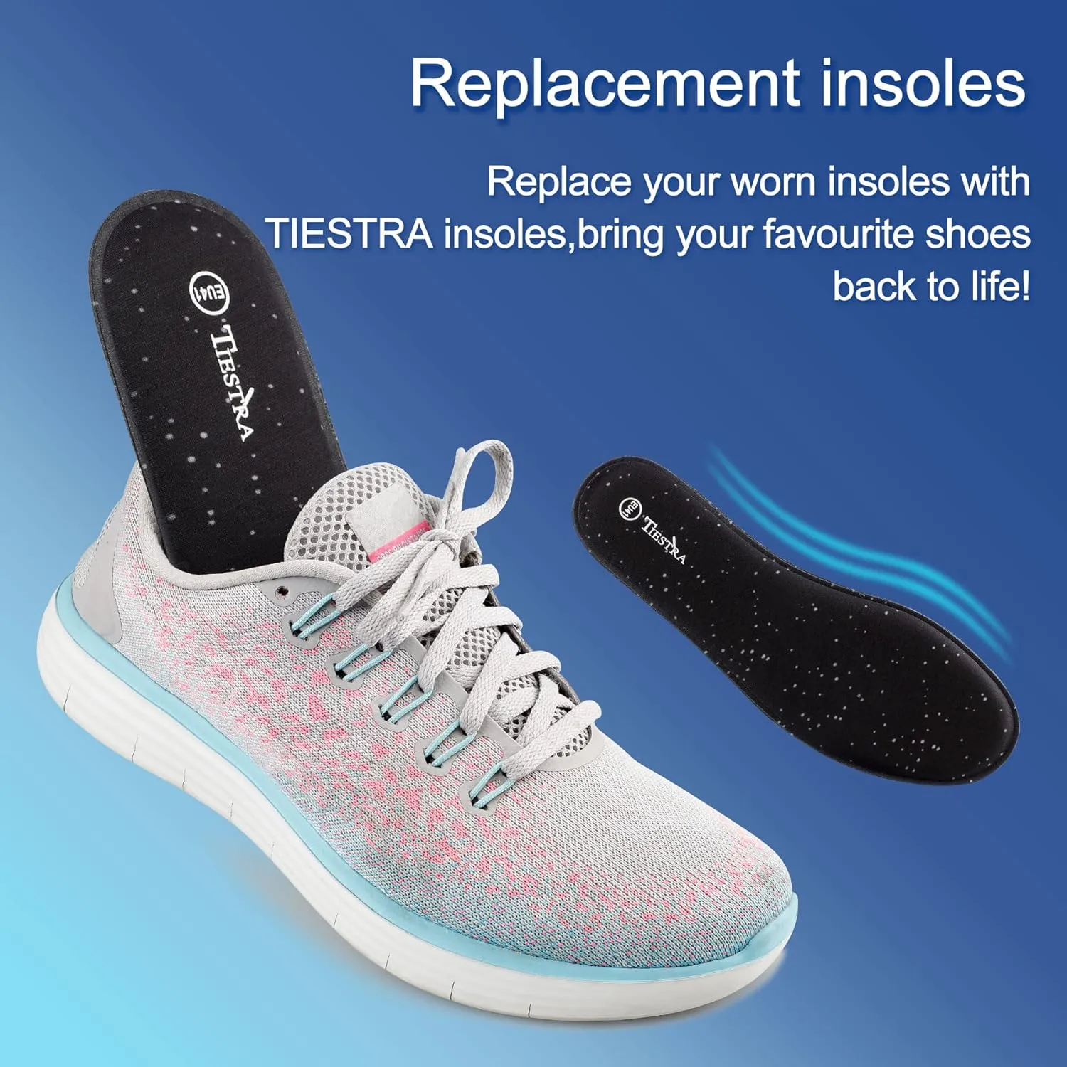 3 Pair -Shoe Inserts for Mens Memory Foam Insoles,Replacement Insoles for Work Boots Running Shoes, Cushion Shock Absorbing for Foot Pain Relief, Comfort Breathable Inner Soles Black 44EU,US11
