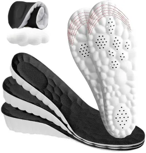 4D Cloud Height Increase Insoles for Men Wowen - Cloud Tech Insole, Soft Memory Foam Insoles, Comfort Steppers Height Increase Insoles Trim to Fit for Men Women (Black, 1-in US Women 5-9)