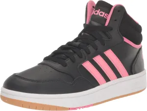 adidas Originals Hoops 3.0 Mid_Legacy Sneaker, Black/Pink Fusion/White, 5 US Unisex Big Kid