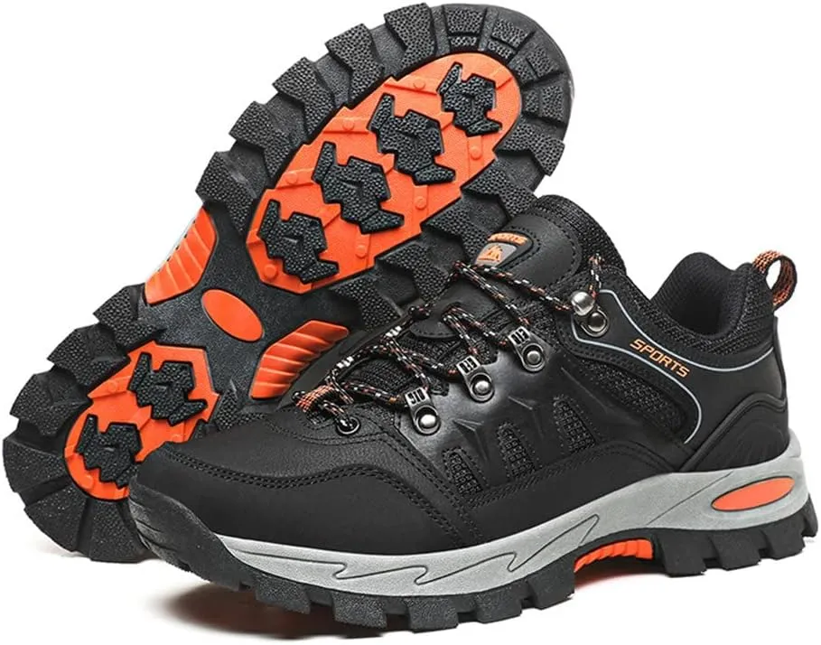 ailishabroy Men's Outdoor Kihing Shoes Lightweight Work Ankle Boots Mid-Top Outdoor Backpacking Camping Shock-Absorbing Shoes for Men