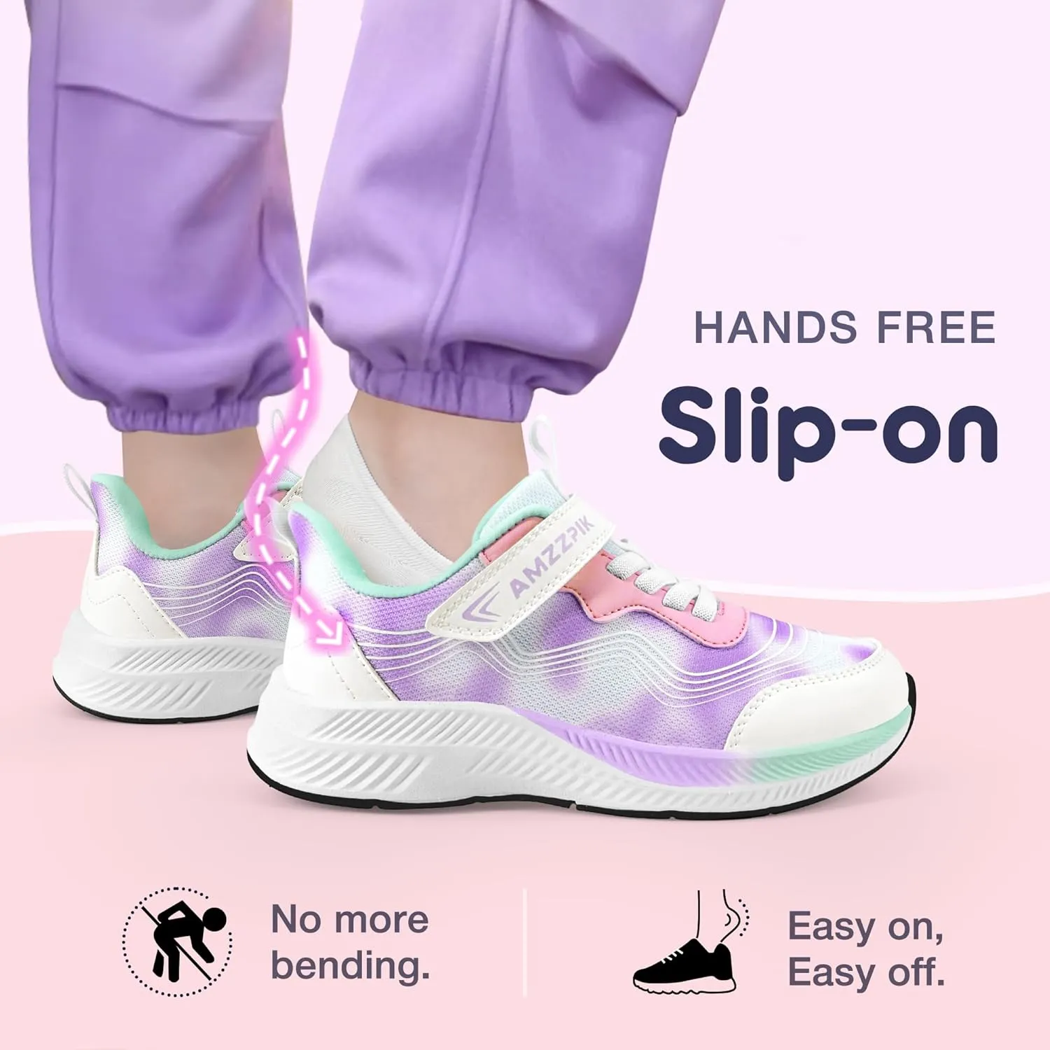AMZZPIK Boys Girls Slip On Shoes Kids Tennis Lightweight Running Walking Sports Sneakers for Little Kid/Big Kid