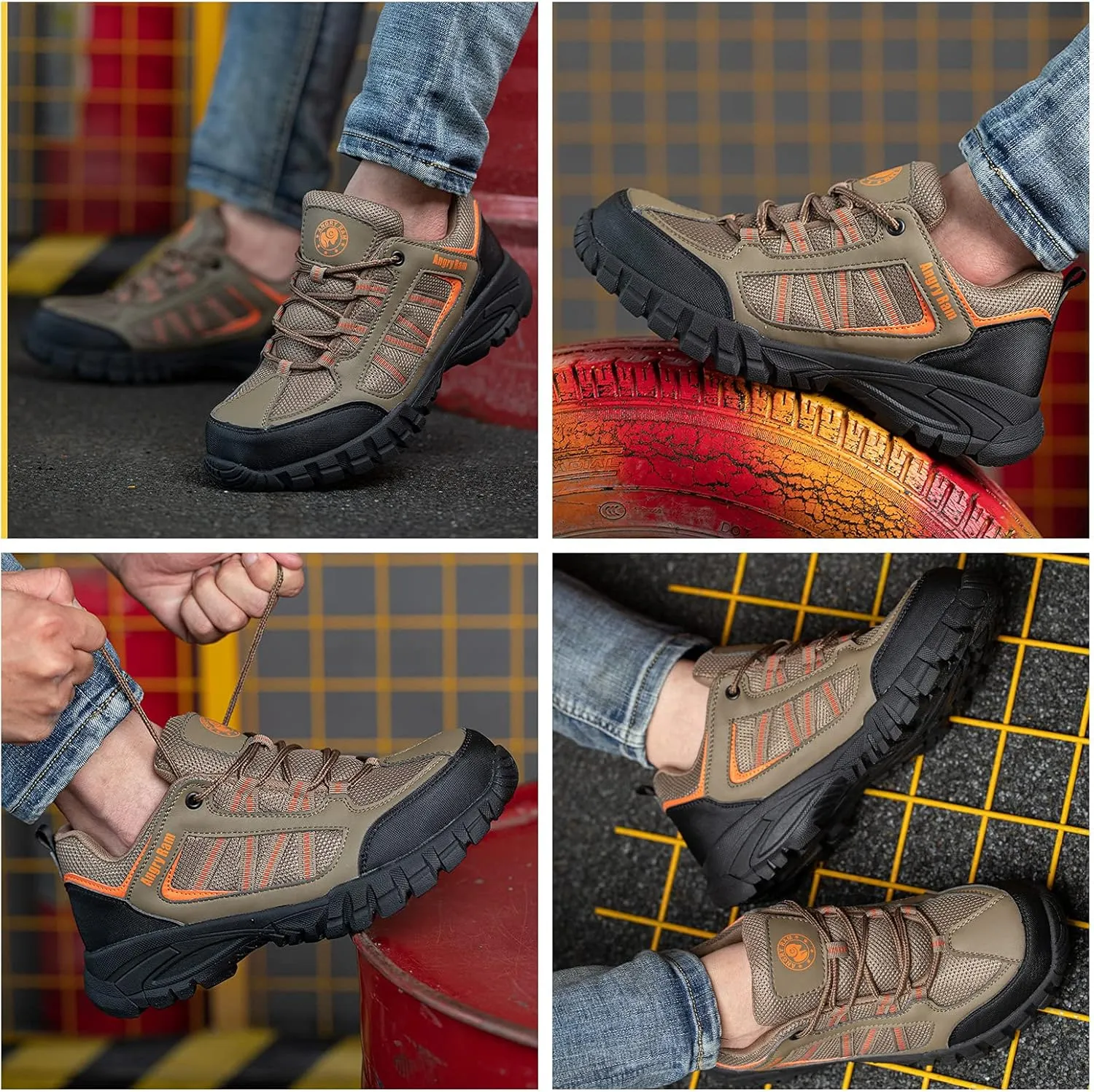 ANGRYRAM Steel Toe Shoes for Men Women Lightweight Indestructible Work Shoes Breathable Slip Resistant Safety Sneakers Comfortable Puncture Proof Shoes for Working Construction Industry