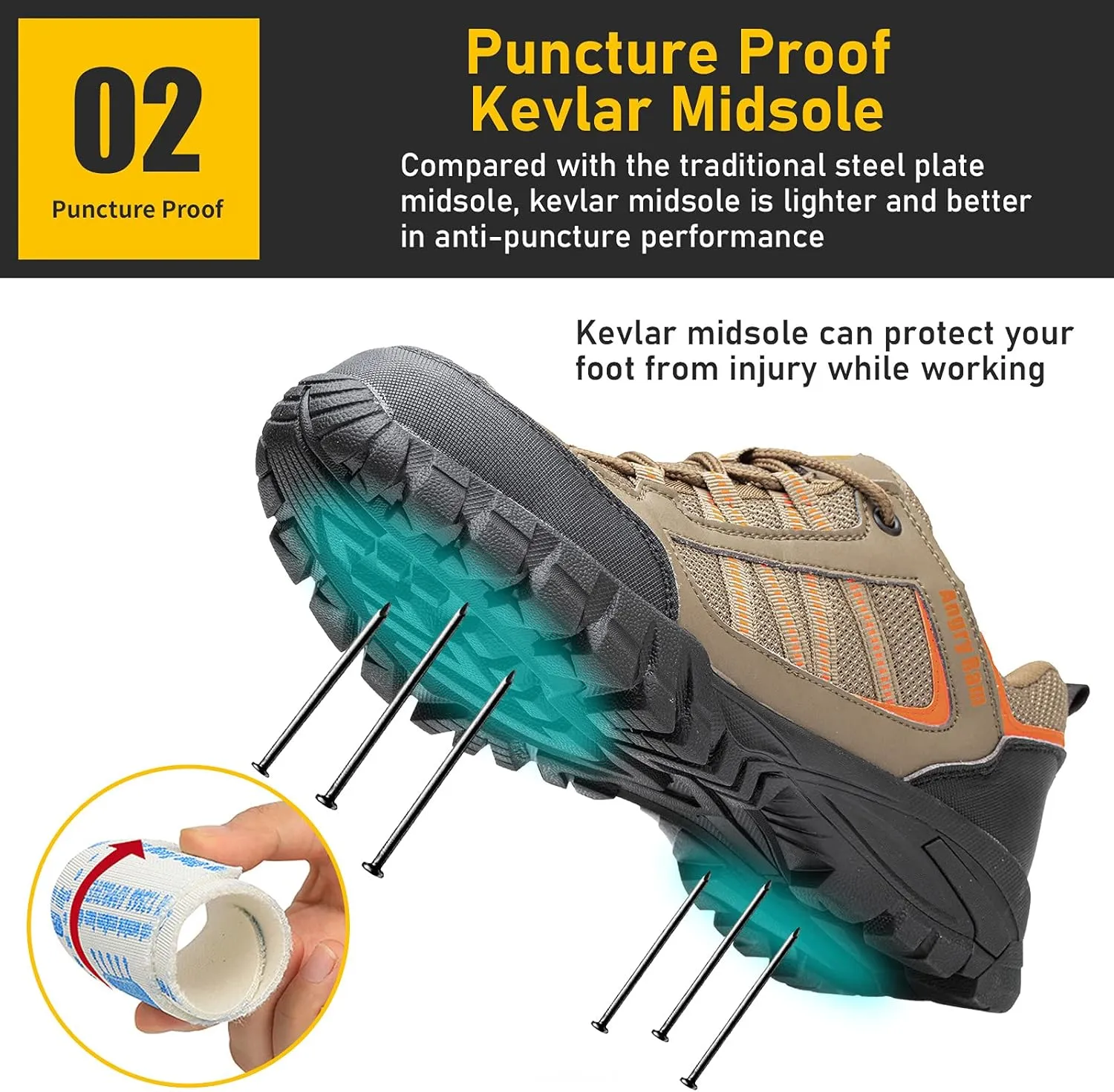 ANGRYRAM Steel Toe Shoes for Men Women Lightweight Indestructible Work Shoes Breathable Slip Resistant Safety Sneakers Comfortable Puncture Proof Shoes for Working Construction Industry