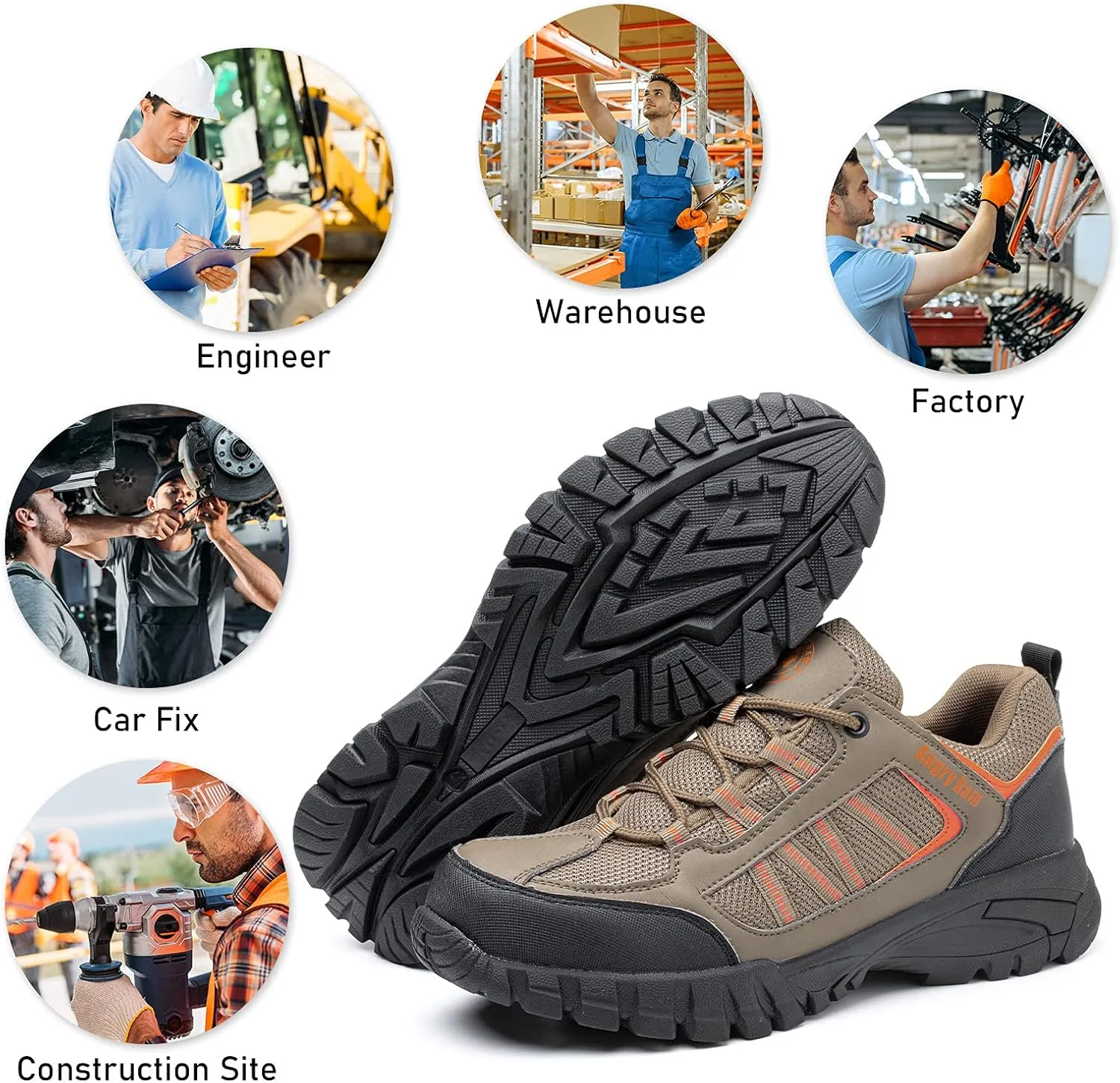 ANGRYRAM Steel Toe Shoes for Men Women Lightweight Indestructible Work Shoes Breathable Slip Resistant Safety Sneakers Comfortable Puncture Proof Shoes for Working Construction Industry