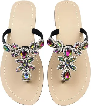 Available in 13 Colors,Rhinestone Sandals,Women's Flat Sandals,Flip Flop,Jeweled Sandals