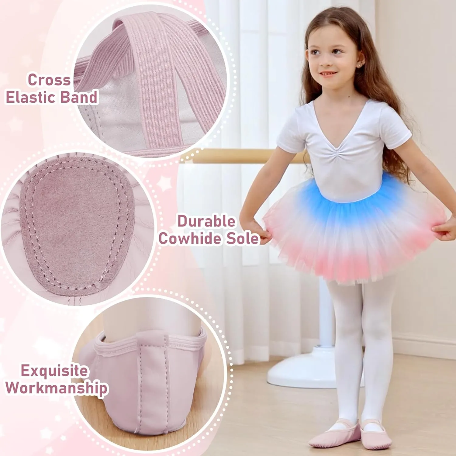 Ballet Shoes for Girls Toddler Kids Ballet Slippers Women Split Sole Leather Ballerina Dance Shoes