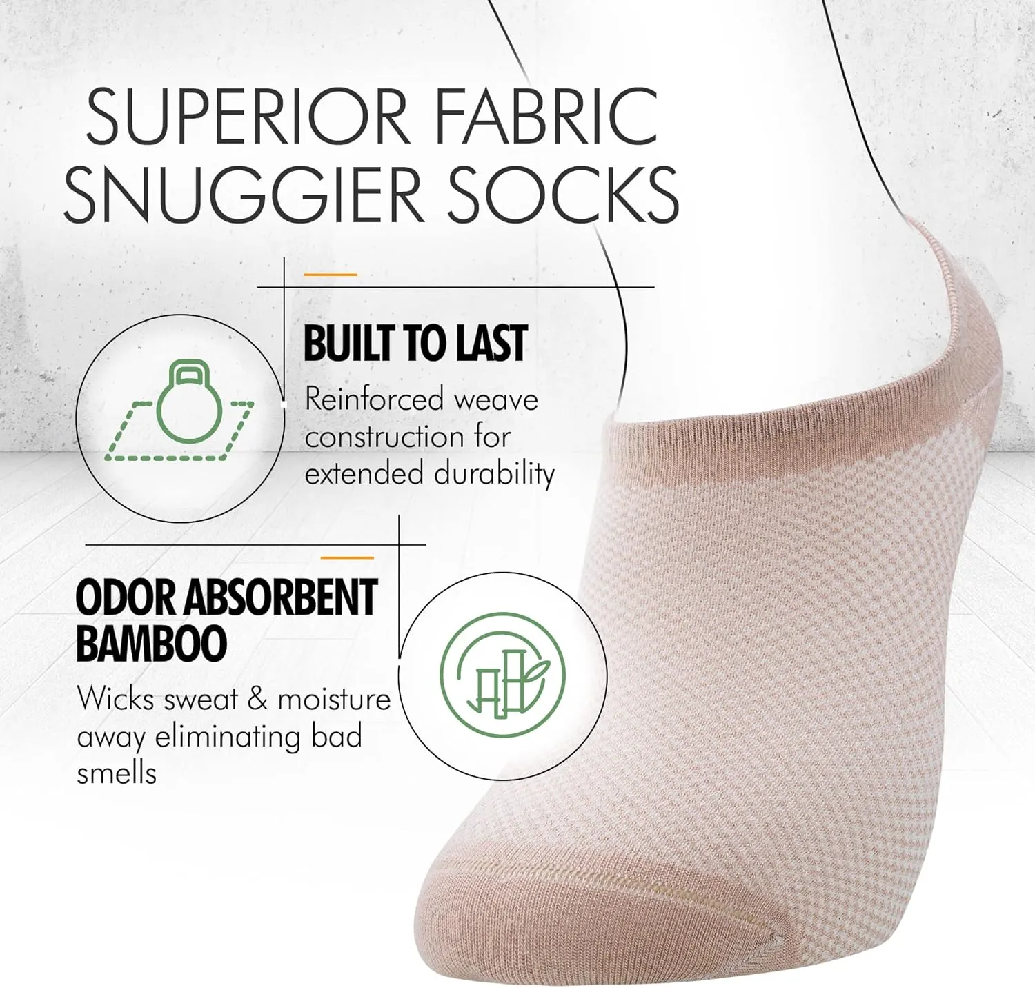 Bam&bü Women's Premium Bamboo Viscose No Show Casual Socks - 4 pair pack - Non-Slip