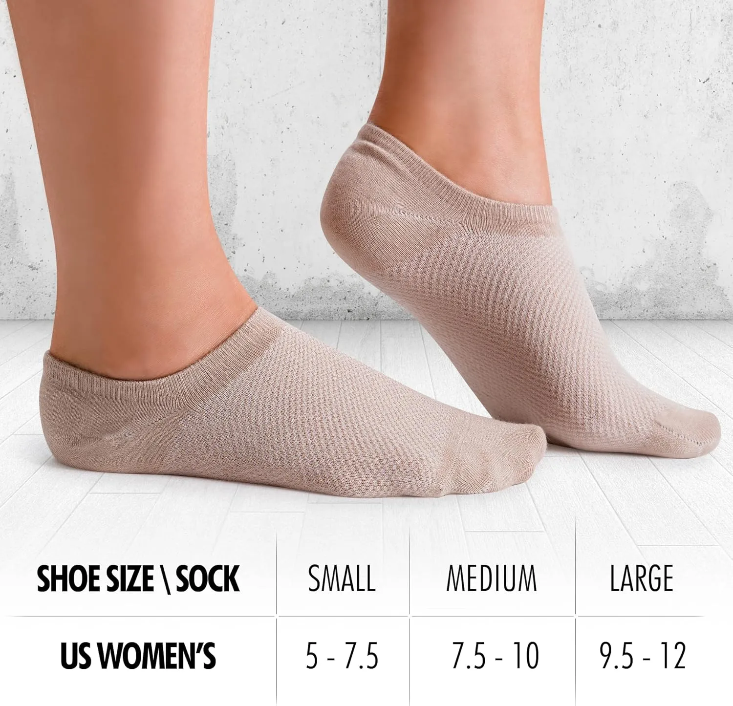 Bam&bü Women's Premium Bamboo Viscose No Show Casual Socks - 4 pair pack - Non-Slip
