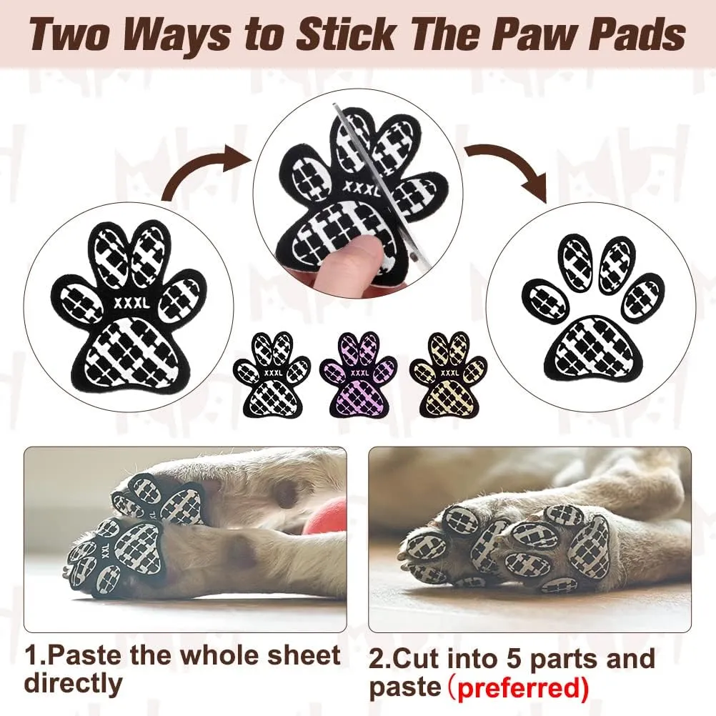 BEAUTYZOO Dog Paw Protector for Hot Pavement, Anti-Slip Paw Grips for Senior Dogs, Paw Stickers Traction Pad for Dogs Feet on Hardwood Floor, Dog Shoes Boots Socks Replacement, 12 Sets (36 pcs) M