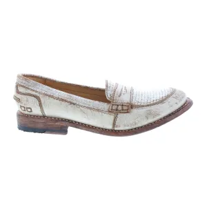 Bed Stu Mae F321112 Womens Beige Leather Loafers & Slip Ons Penny Shoes