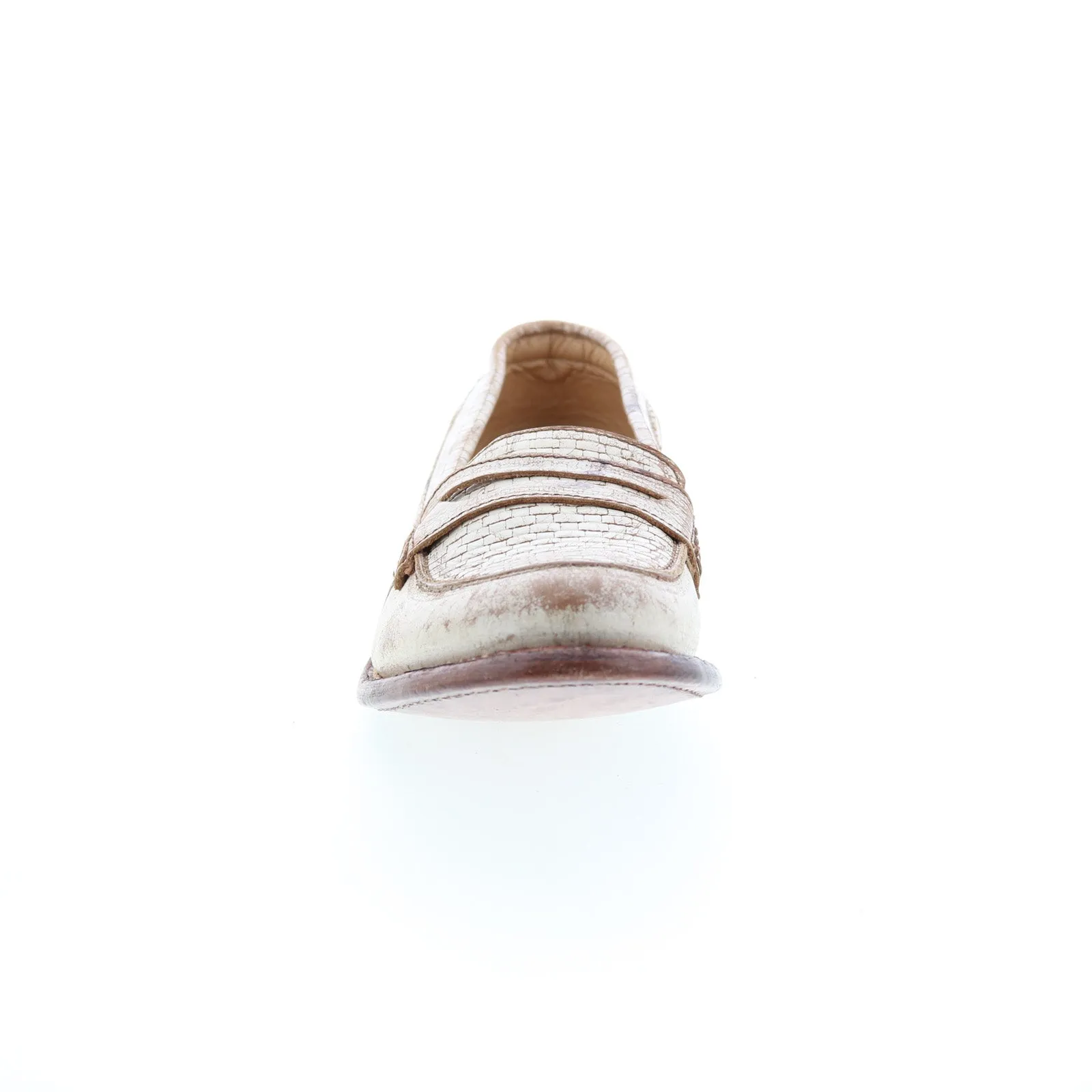 Bed Stu Mae F321112 Womens Beige Leather Loafers & Slip Ons Penny Shoes