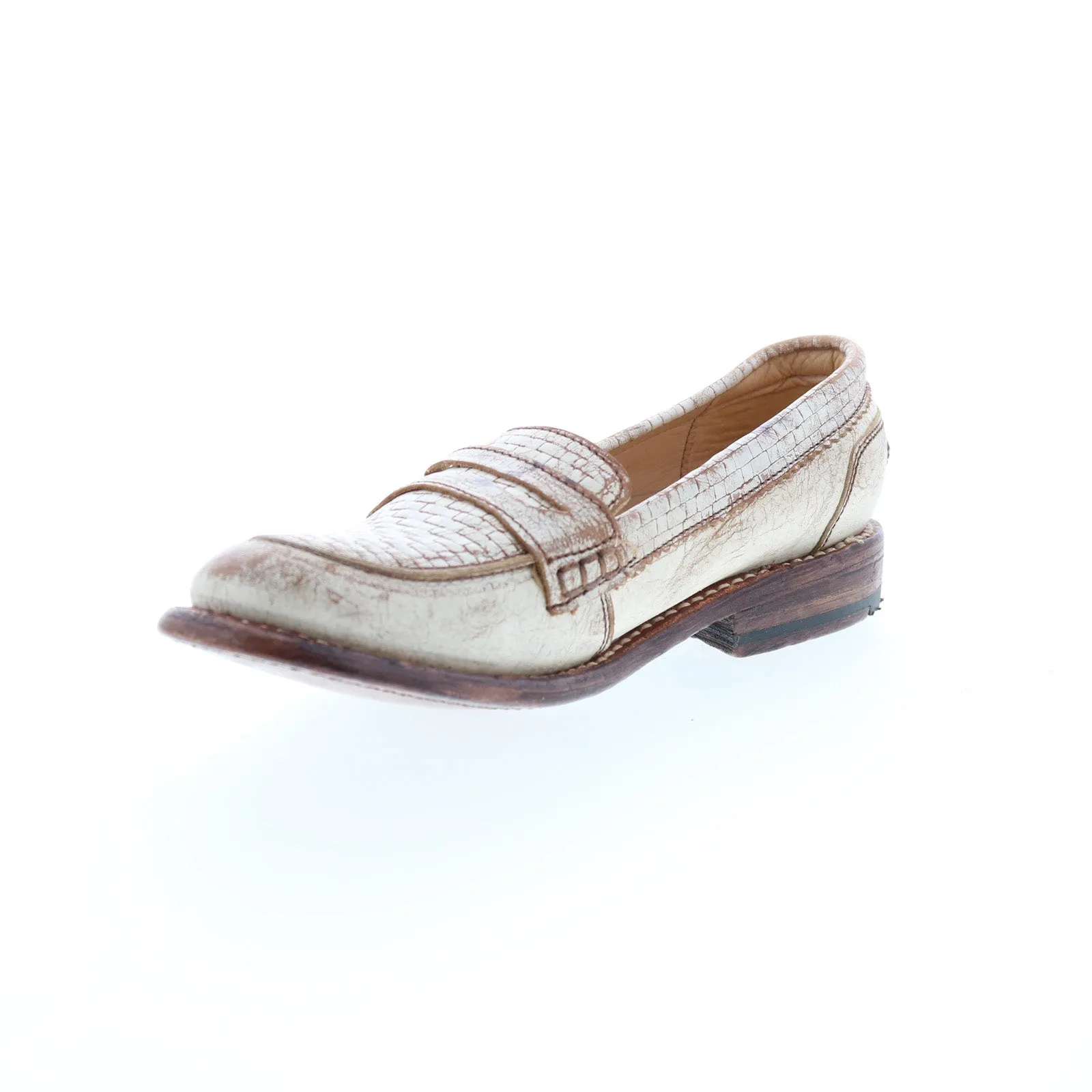 Bed Stu Mae F321112 Womens Beige Leather Loafers & Slip Ons Penny Shoes