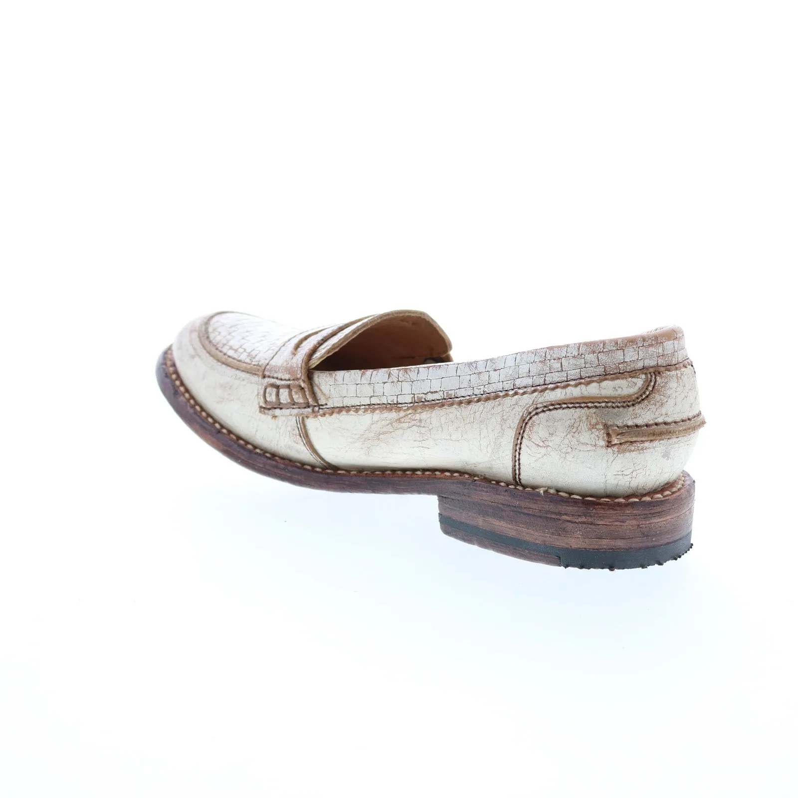 Bed Stu Mae F321112 Womens Beige Leather Loafers & Slip Ons Penny Shoes
