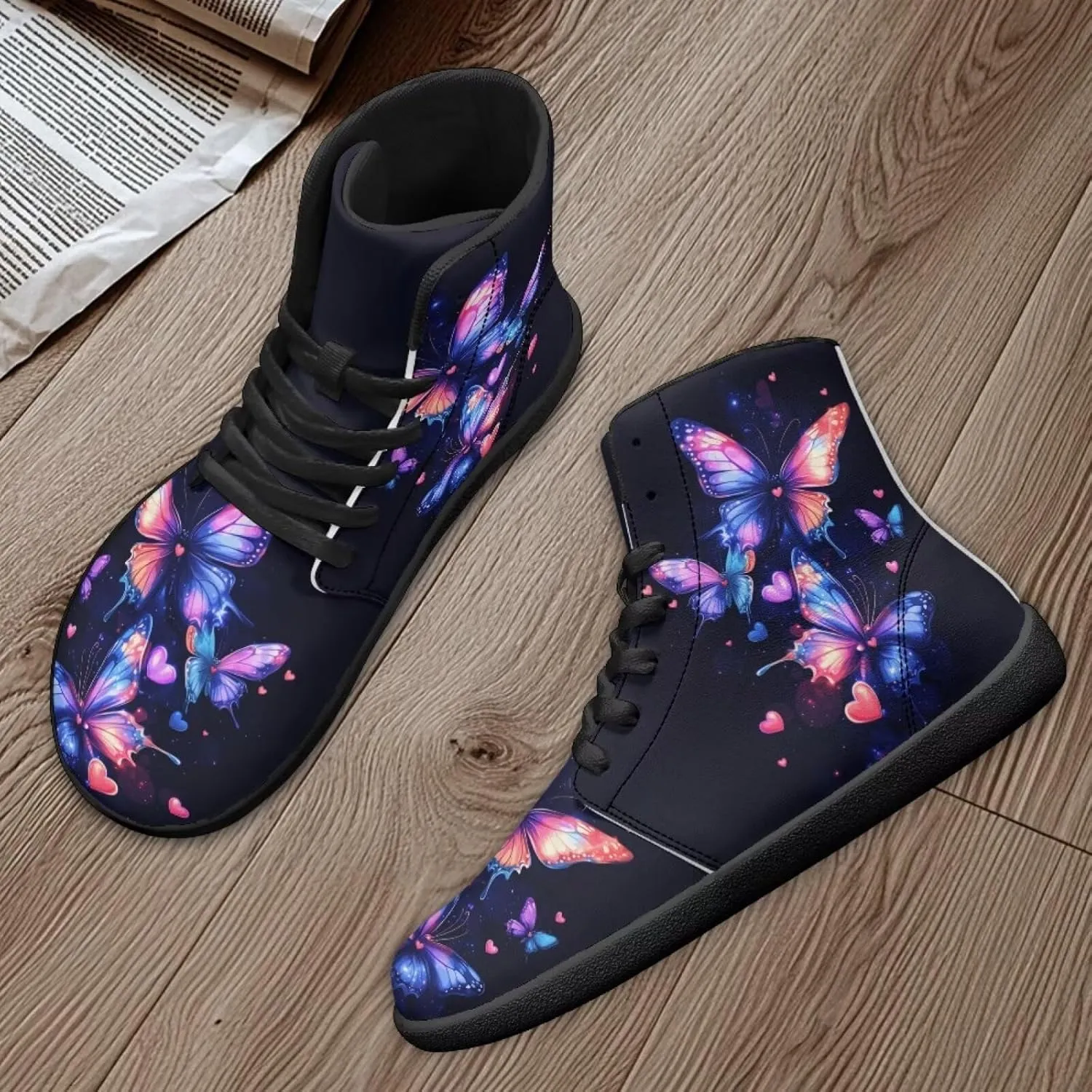 Binienty Sneakers Men's Wide Toe Box Barefoot Shoes Zero Drop Sole PU Leather Workout Running Sneakers
