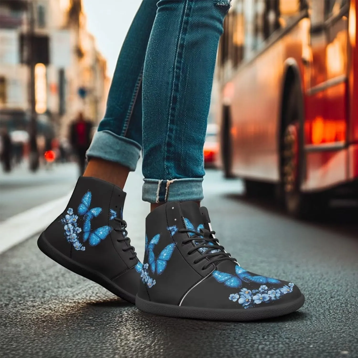 Binienty Sneakers Men's Wide Toe Box Barefoot Shoes Zero Drop Sole PU Leather Workout Running Sneakers