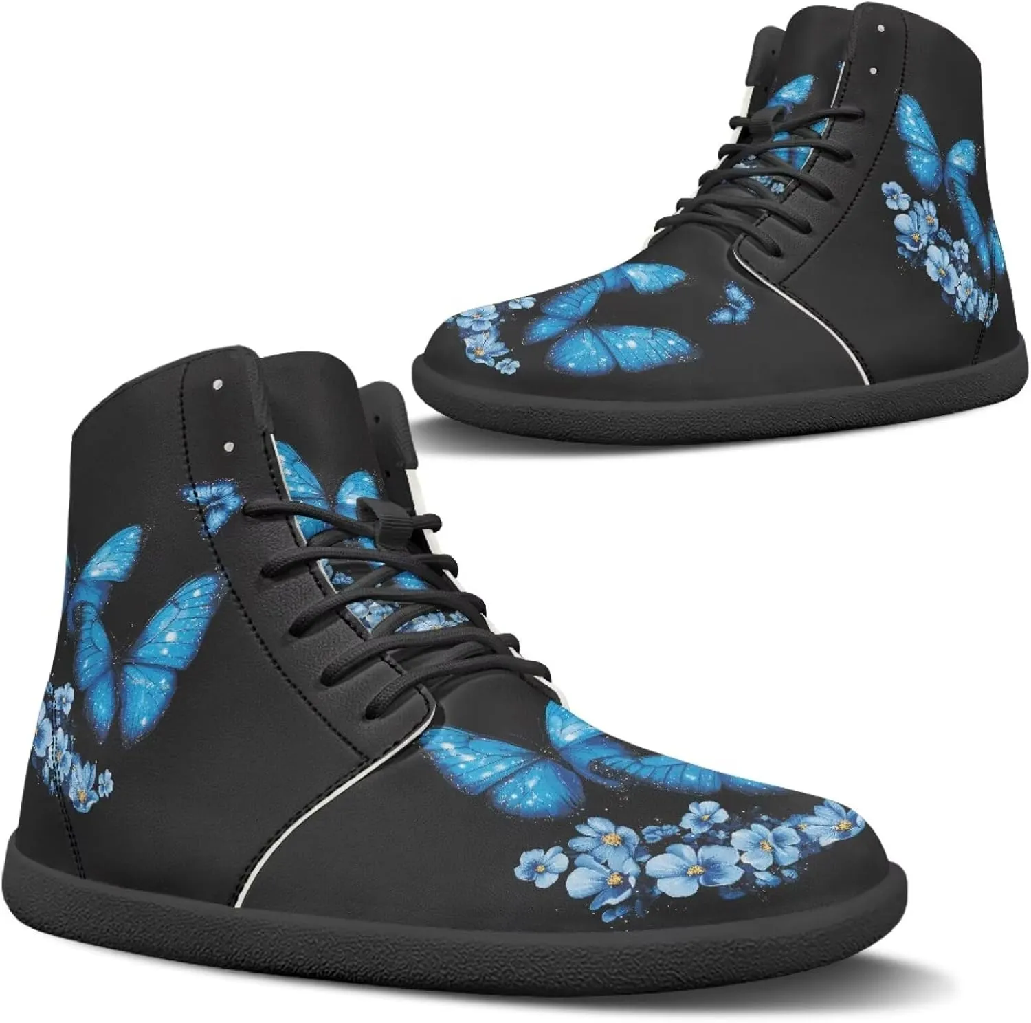 Binienty Sneakers Men's Wide Toe Box Barefoot Shoes Zero Drop Sole PU Leather Workout Running Sneakers