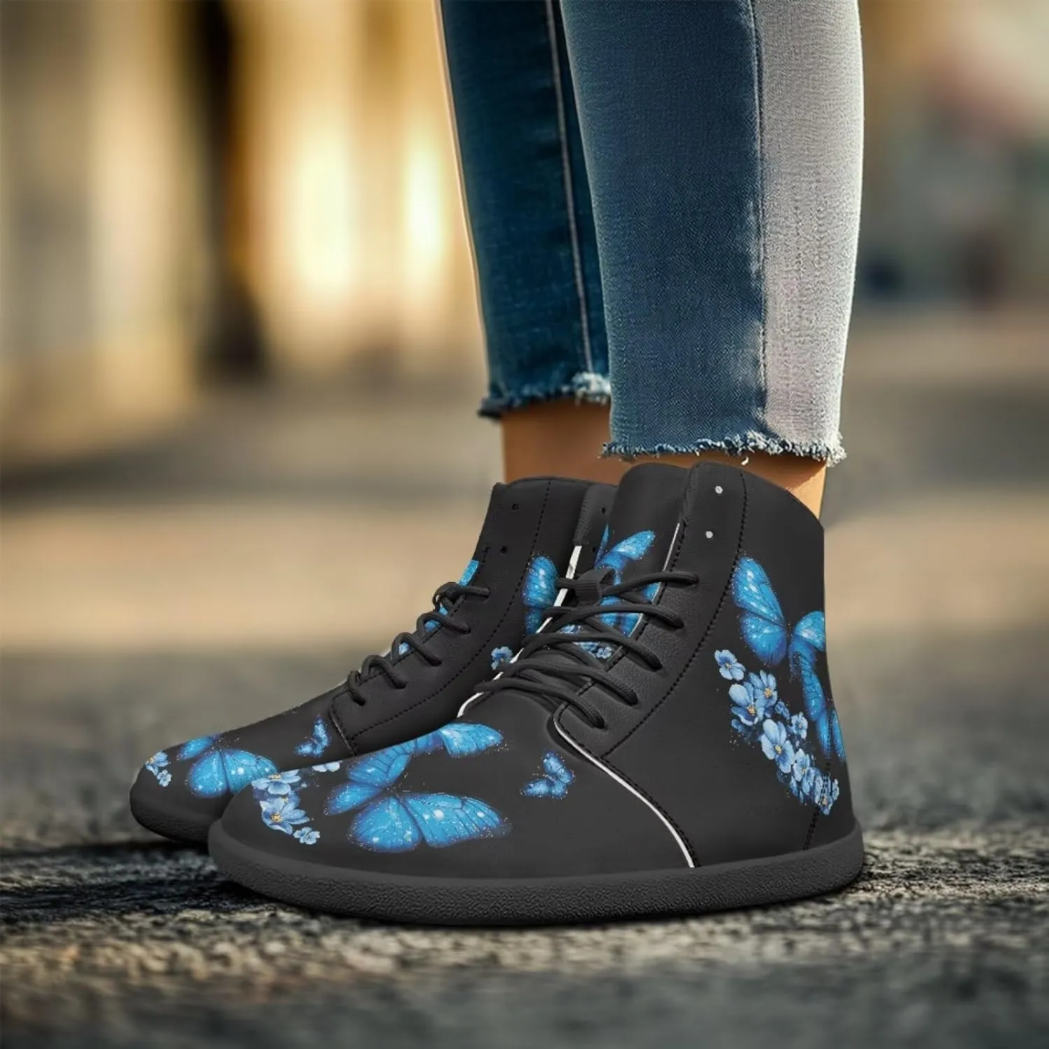 Binienty Sneakers Men's Wide Toe Box Barefoot Shoes Zero Drop Sole PU Leather Workout Running Sneakers