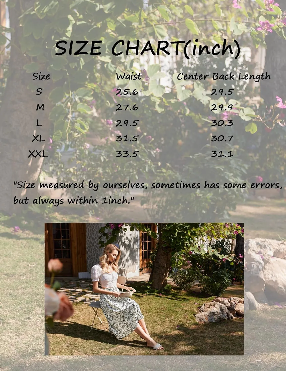 Bluetime Women Floral Print Midi Skirt Summer Beach Pleated Elastic High Waisted A Line Skirt