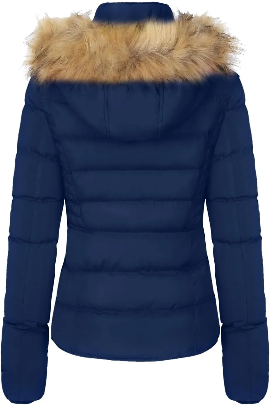 BodiLove Thickened Winter Puffer Jacket with Removable Faux Fur Hood Fleece Lining