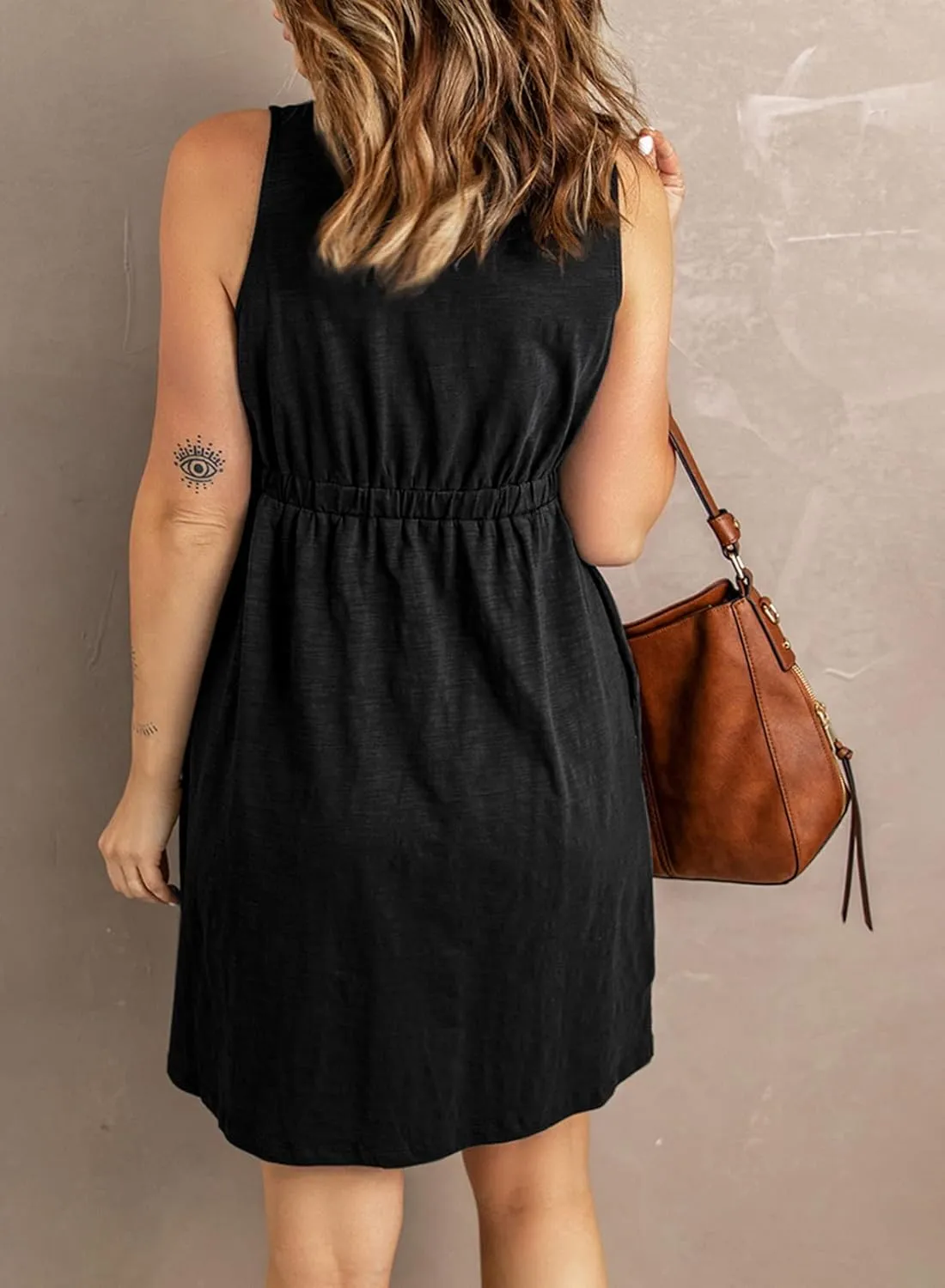 BTFBM Women Sleeveless Summer Dress 2025 Crewneck Ribbed Knit Ruffle Swing Button Down Beach Sun Mini Tank Short Dresses