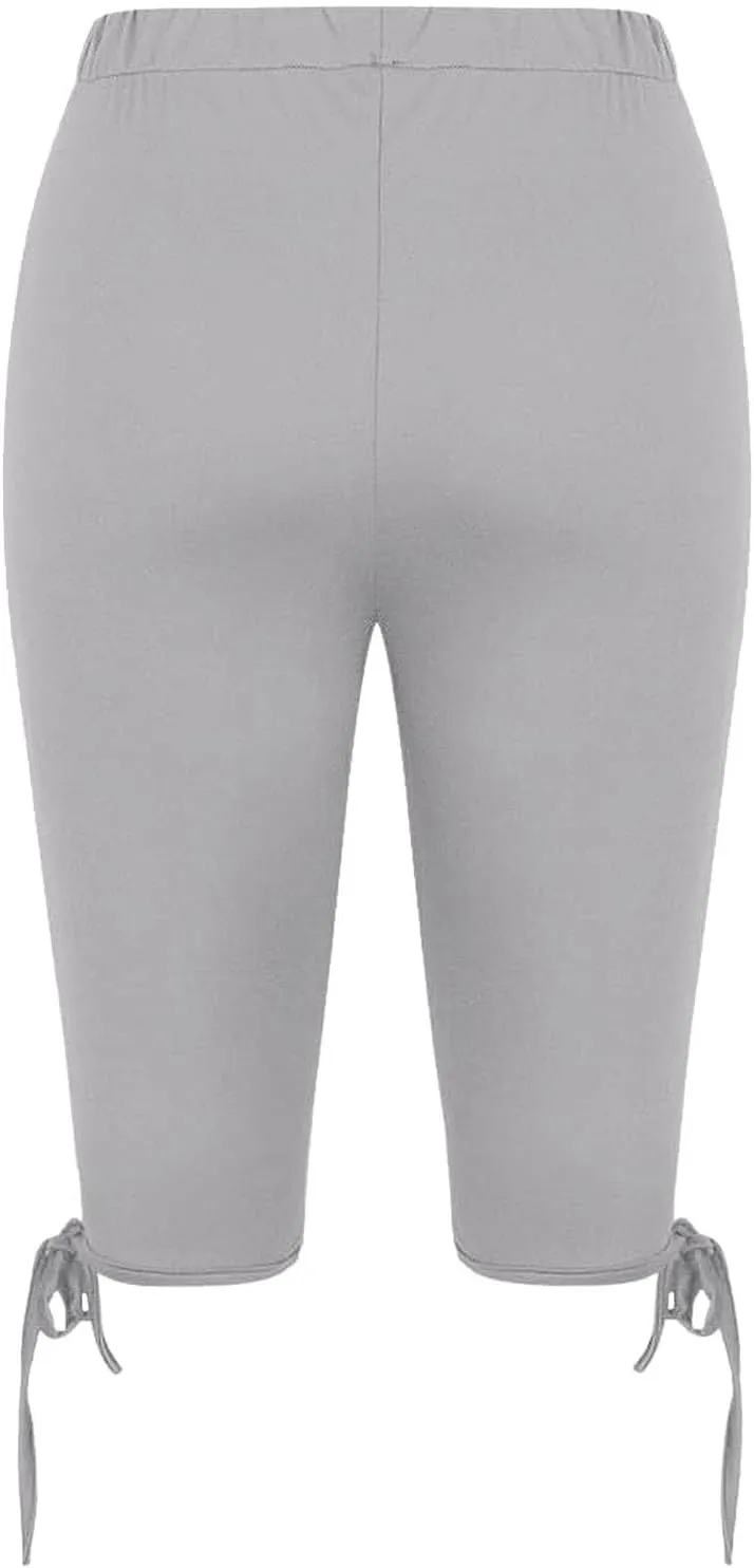 Capri Leggings for Women Tummy Control Knee Length Capri Leggings 2024 Summer Cropped Pants Casual Solid Comfy Capris