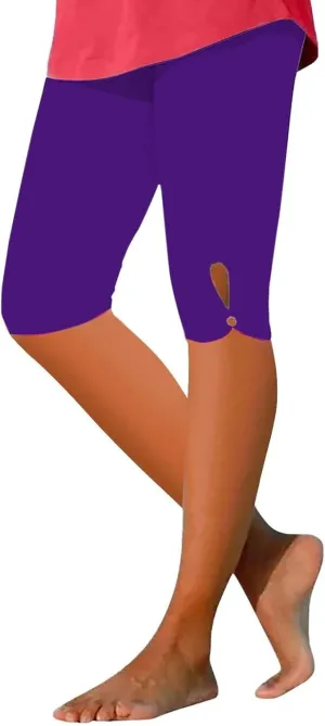 Capri Leggings for Women Tummy Control Knee Length Capri Leggings 2024 Summer Cropped Pants Casual Solid Comfy Capris
