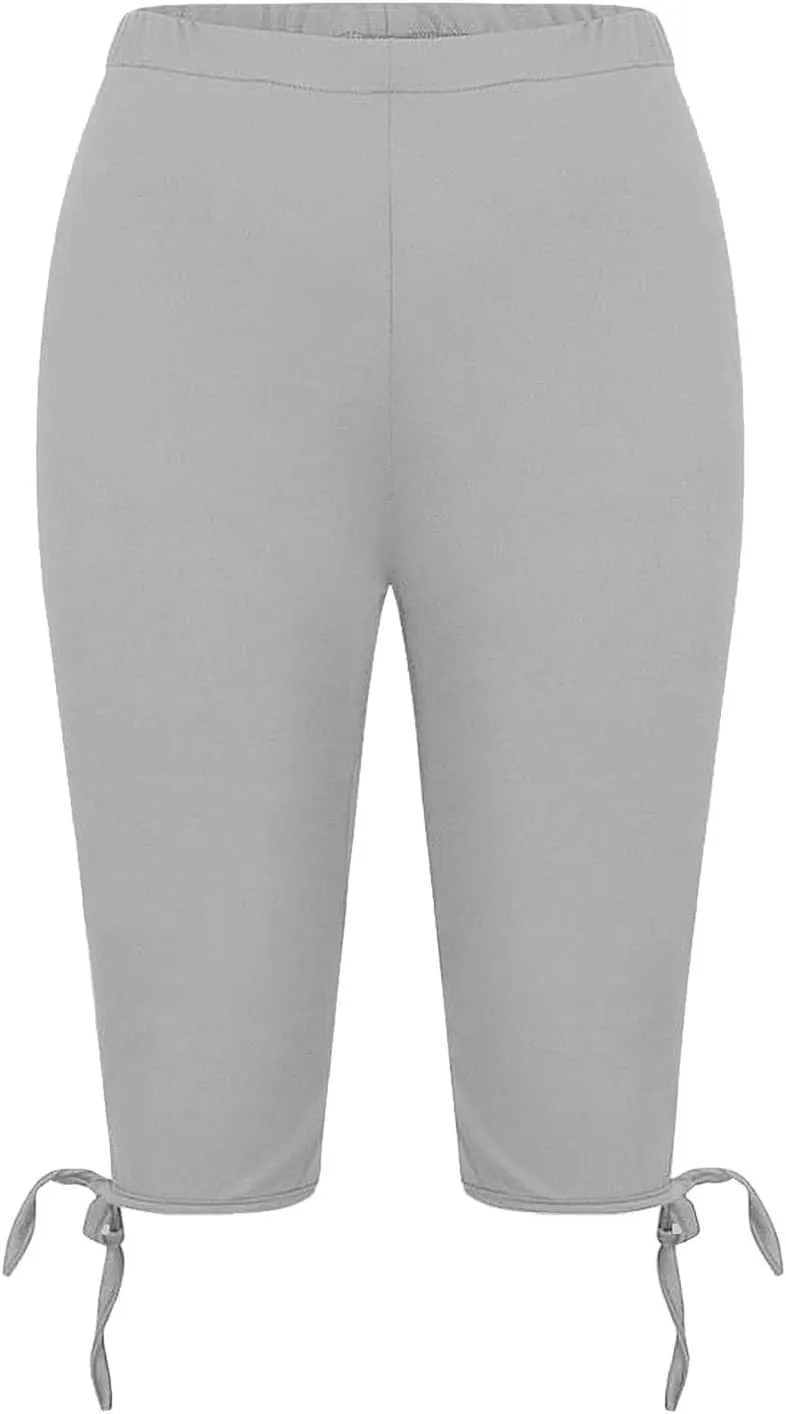 Capri Leggings for Women Tummy Control Knee Length Capri Leggings 2024 Summer Cropped Pants Casual Solid Comfy Capris