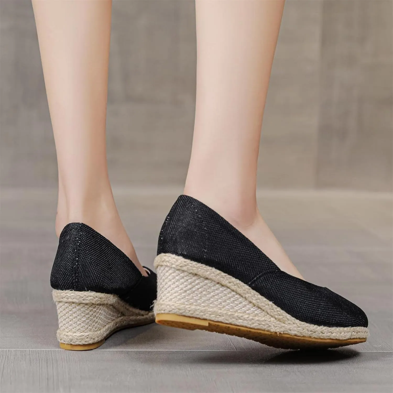 Casual Pumps Shoes for Women Espadrilles Wedge Sandals Closed Pointed Toe Slip On Comfortable Lightweight Walking Dressy Shoes
