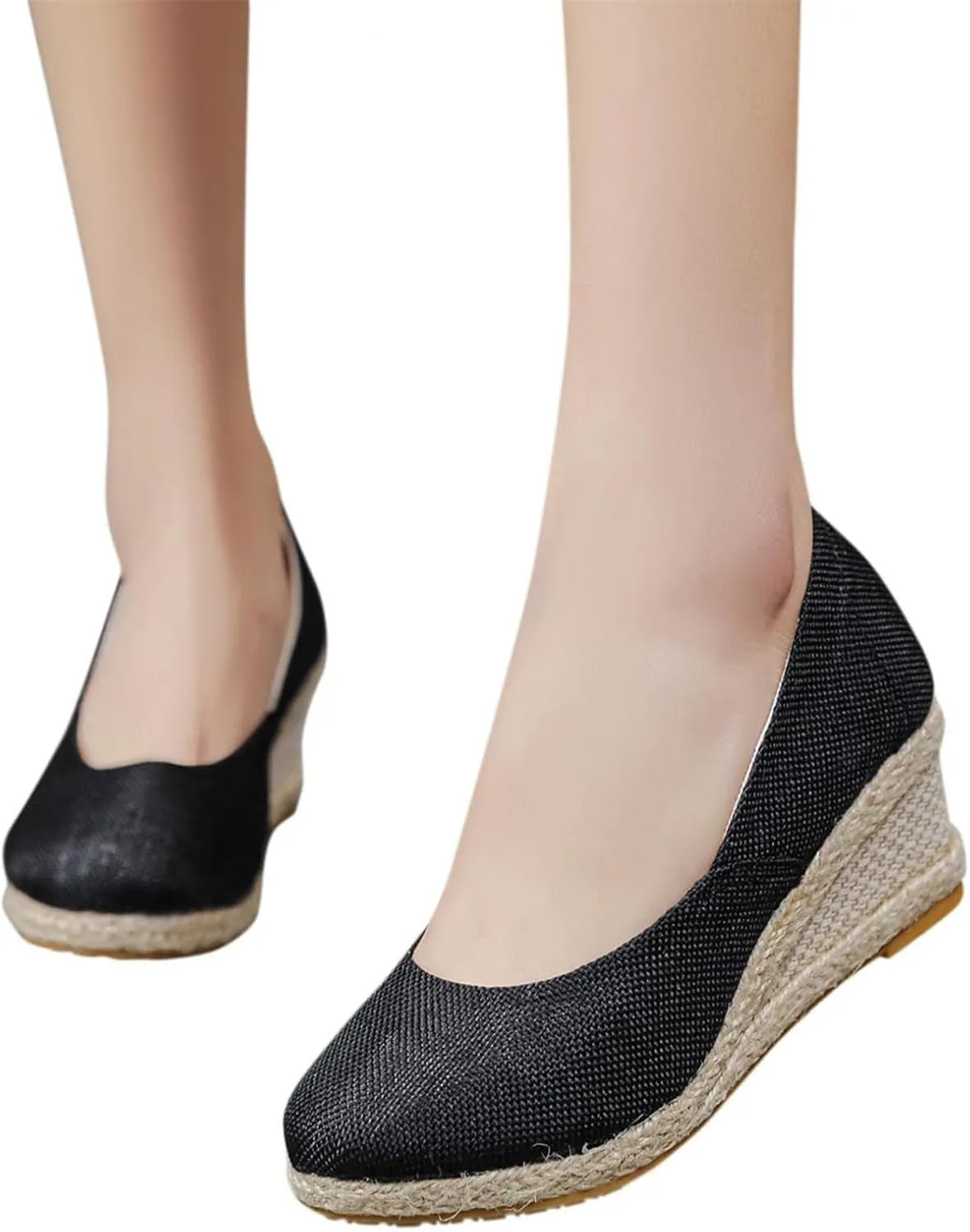 Casual Pumps Shoes for Women Espadrilles Wedge Sandals Closed Pointed Toe Slip On Comfortable Lightweight Walking Dressy Shoes