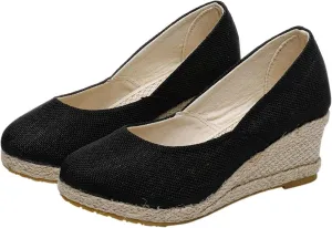 Casual Pumps Shoes for Women Espadrilles Wedge Sandals Closed Pointed Toe Slip On Comfortable Lightweight Walking Dressy Shoes