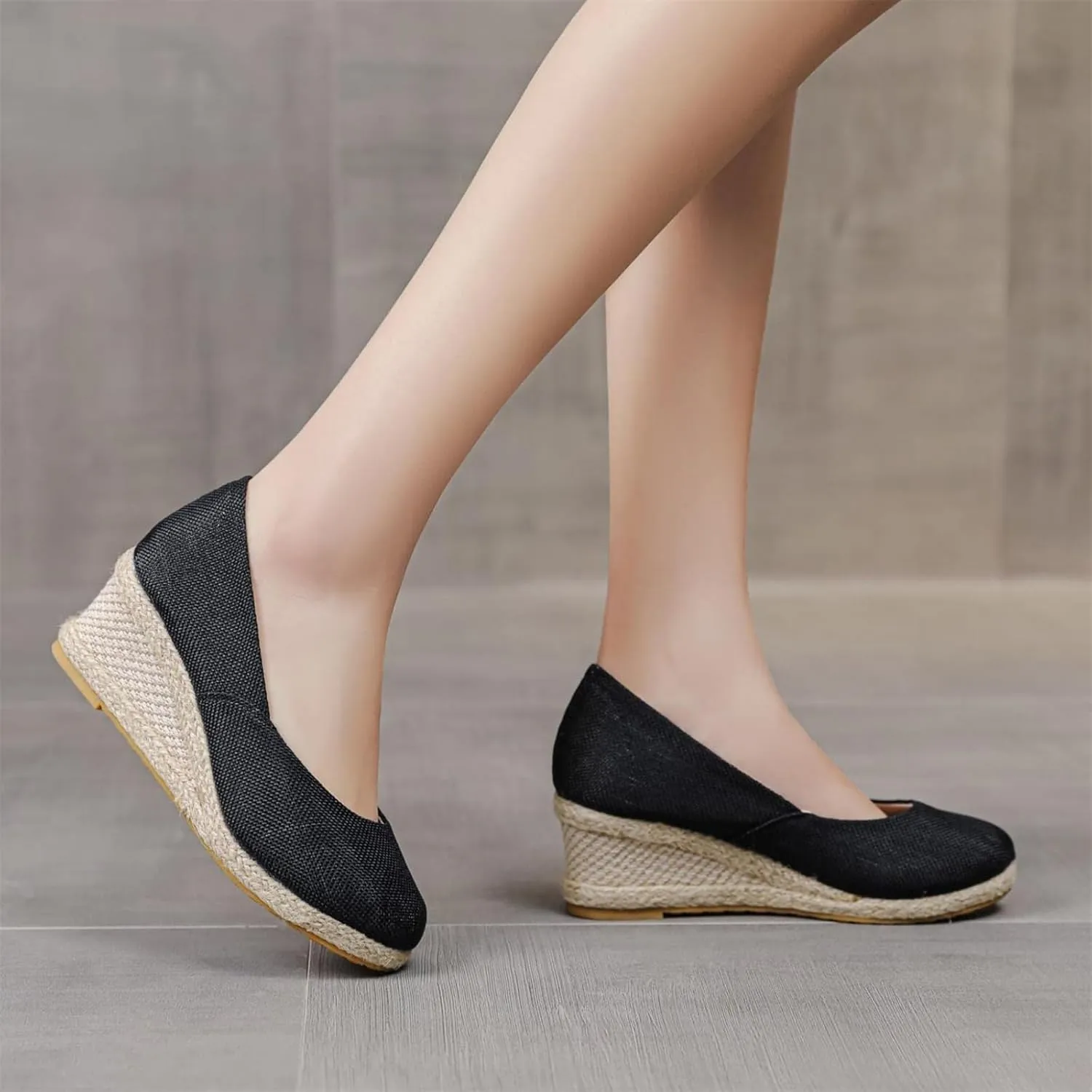 Casual Pumps Shoes for Women Espadrilles Wedge Sandals Closed Pointed Toe Slip On Comfortable Lightweight Walking Dressy Shoes