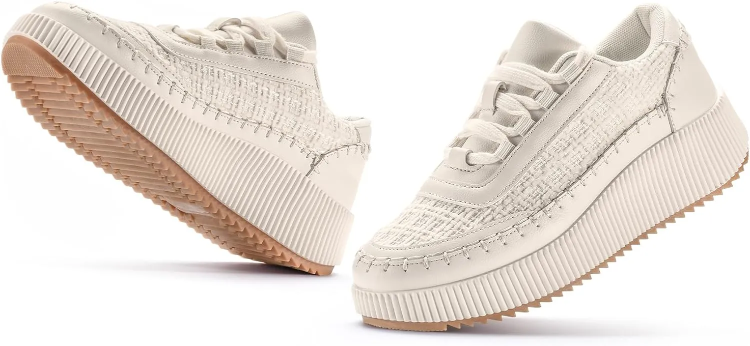 CGRRBW Women's Platform Sneakers Comfortable Fashion Sneakers Walking Shoes