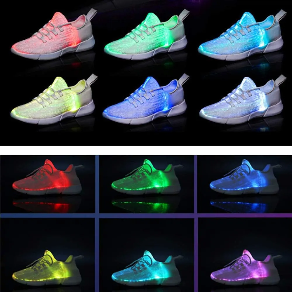 Child Fiber Optic LED Shoes Light Up Shoes for Women Men Flashing Luminous Trainers for Festivals Christmas Party Dancing USB Charging Lightweight Fashion Sneaker for Boys Girls