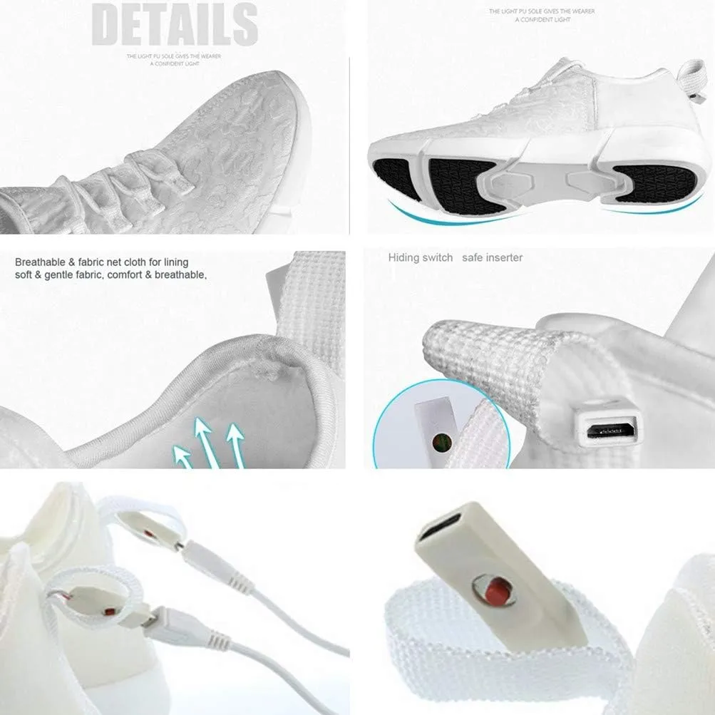 Child Fiber Optic LED Shoes Light Up Shoes for Women Men Flashing Luminous Trainers for Festivals Christmas Party Dancing USB Charging Lightweight Fashion Sneaker for Boys Girls
