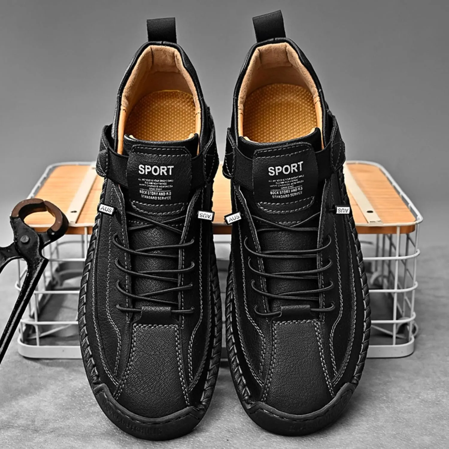 Chukka Boots Mens Beck Shoes Adjustable Leather Shoes for Men Slip On Sneakers Mens Fashion Shoes Comfortable Handmade