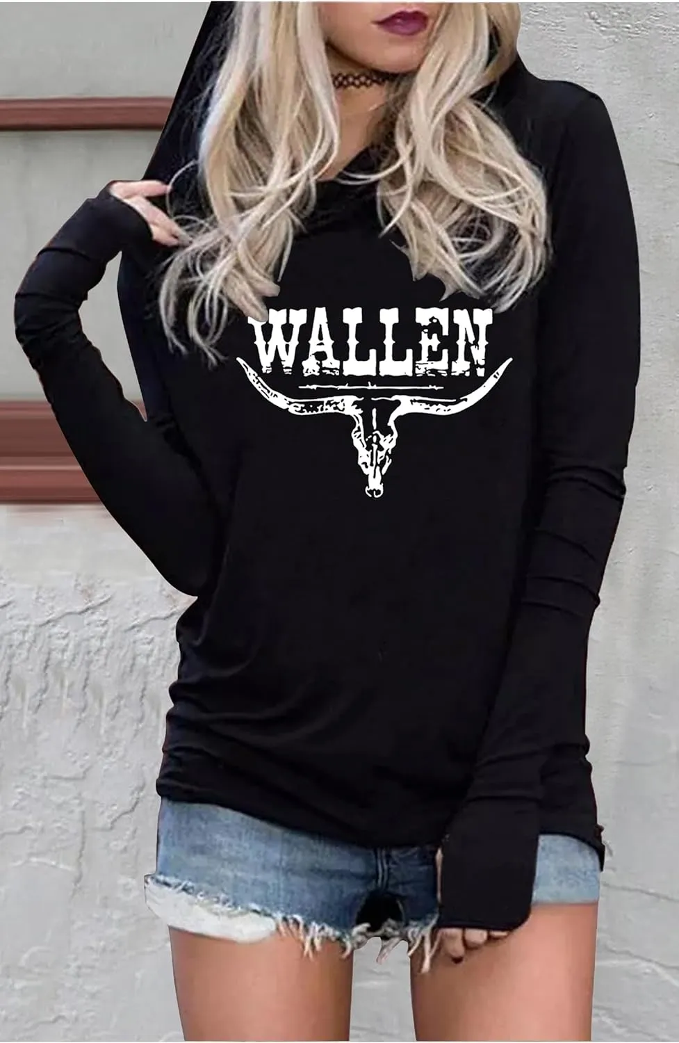 CHUNTIANRAN Hoodies T Shirts for Women Casual Western Graphic Pullover Tops Gothic Hoodies Tees Cowgirls Country Outfits