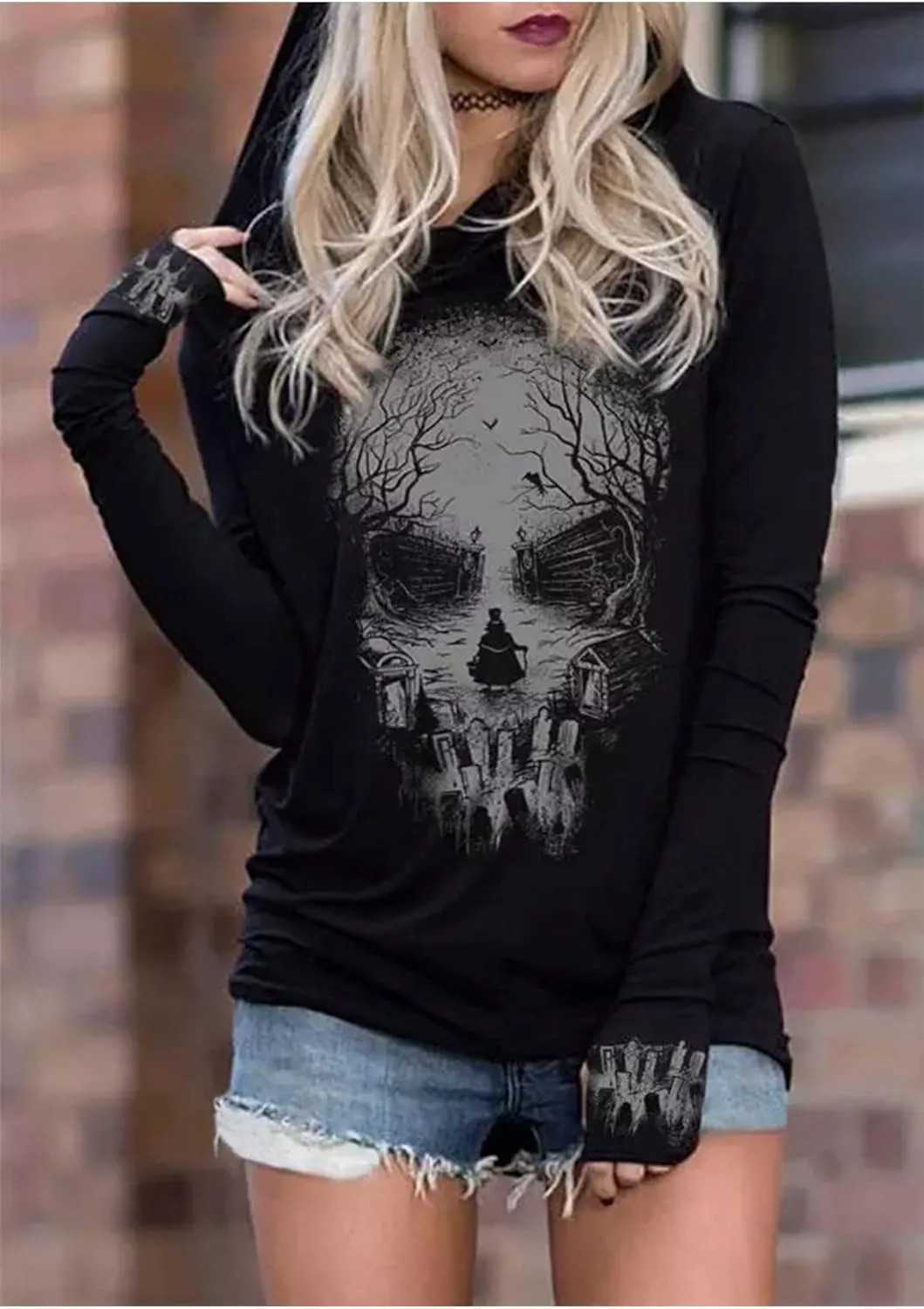 CHUNTIANRAN Hoodies T Shirts for Women Casual Western Graphic Pullover Tops Gothic Hoodies Tees Cowgirls Country Outfits