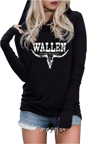CHUNTIANRAN Hoodies T Shirts for Women Casual Western Graphic Pullover Tops Gothic Hoodies Tees Cowgirls Country Outfits