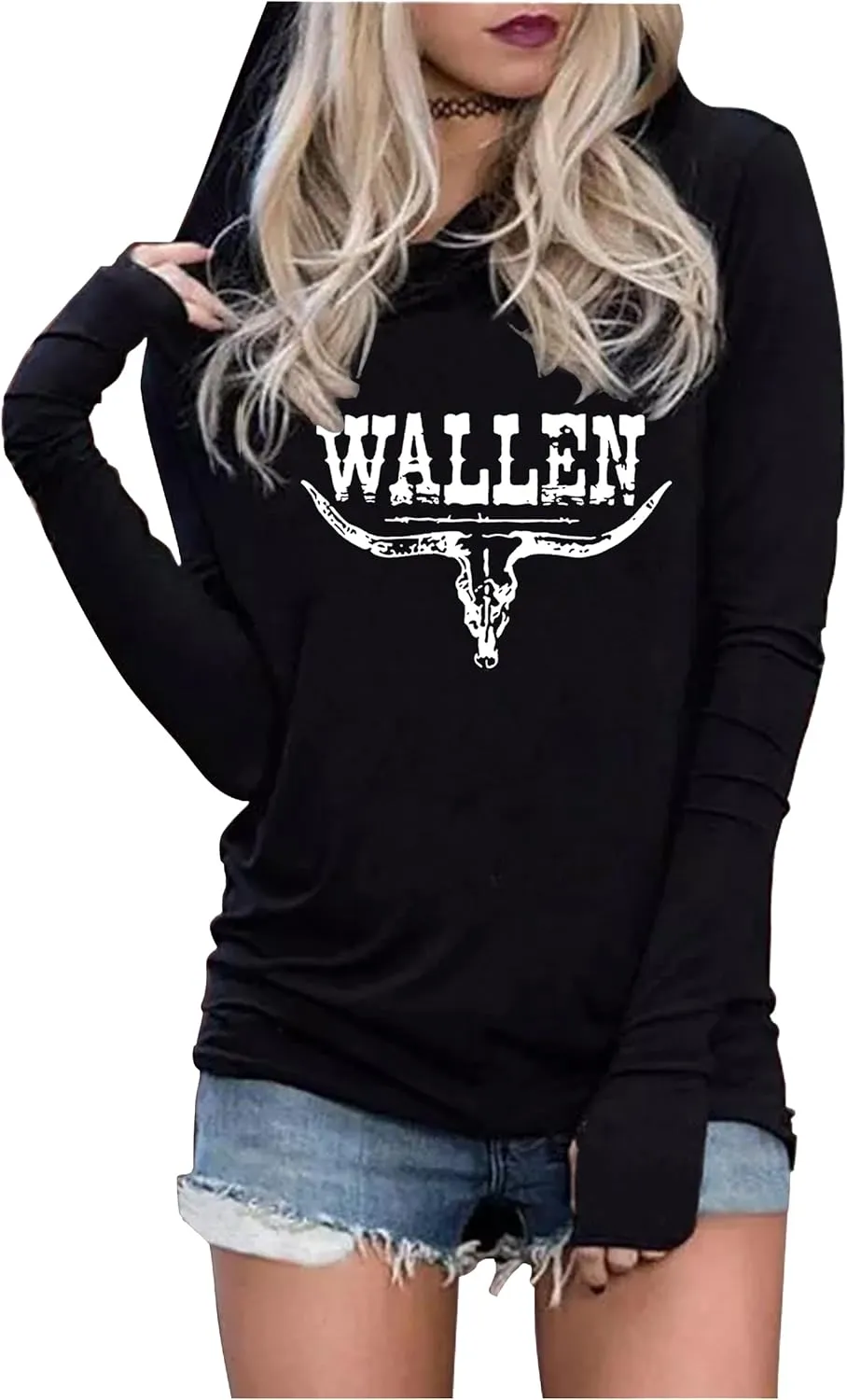 CHUNTIANRAN Hoodies T Shirts for Women Casual Western Graphic Pullover Tops Gothic Hoodies Tees Cowgirls Country Outfits