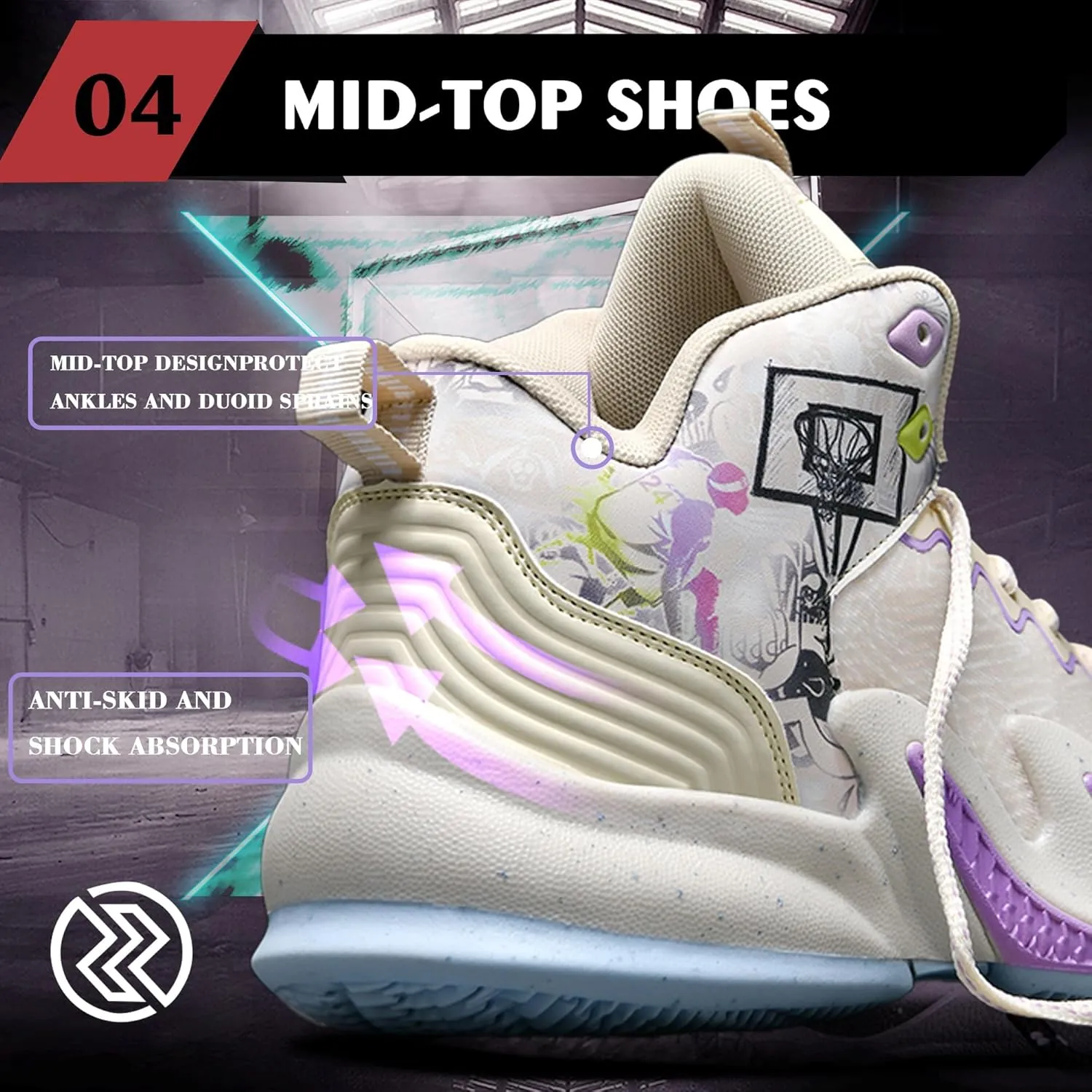 CJSPORX Women Men Basketball Shoes Breathable Men Non Slip Outdoor Fashion Unisex Sneakers