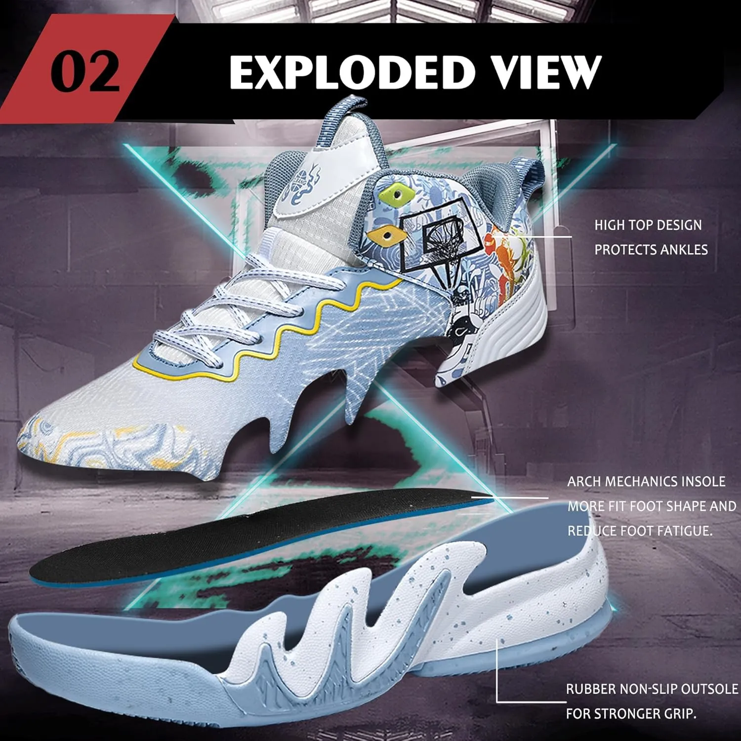 CJSPORX Women Men Basketball Shoes Breathable Men Non Slip Outdoor Fashion Unisex Sneakers