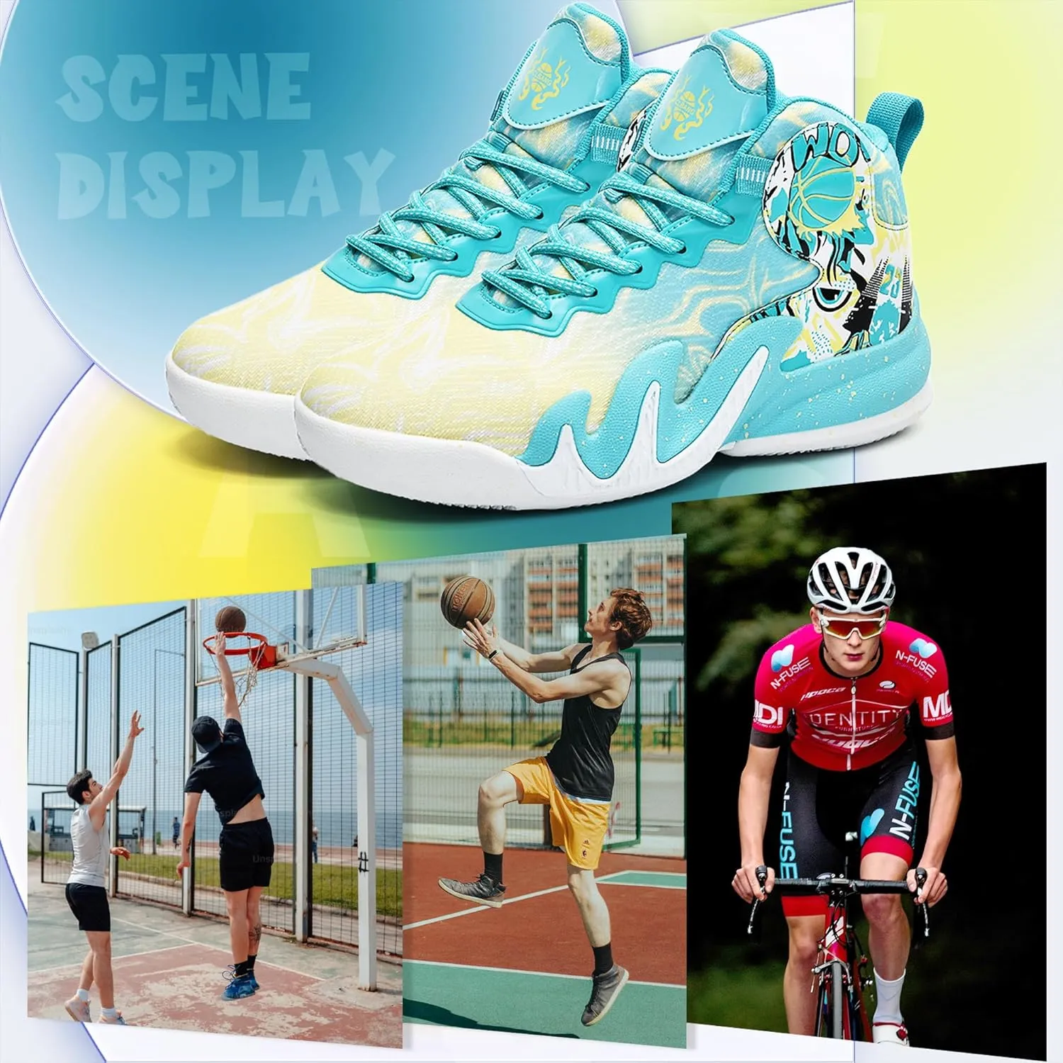CJSPORX Women Men Basketball Shoes Breathable Men Non Slip Outdoor Fashion Unisex Sneakers