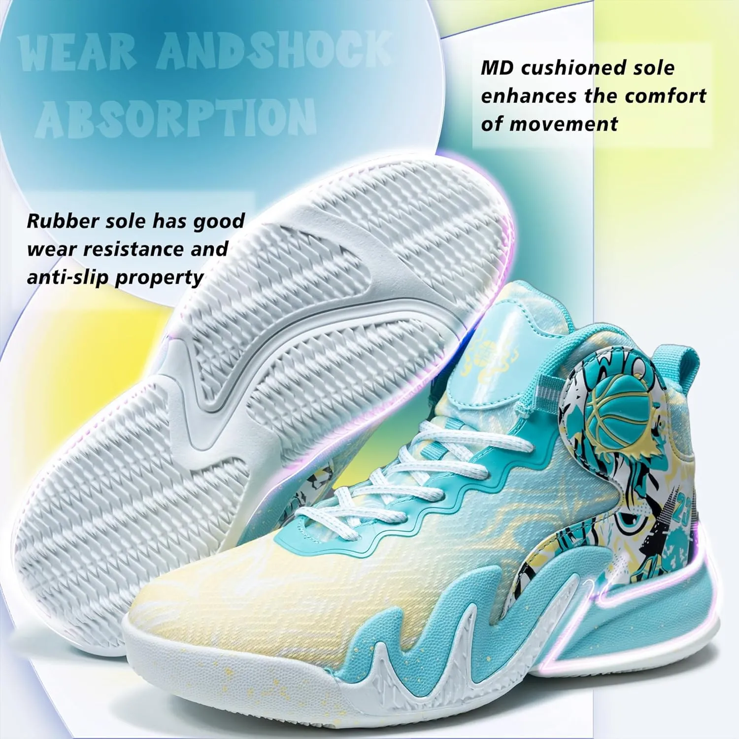 CJSPORX Women Men Basketball Shoes Breathable Men Non Slip Outdoor Fashion Unisex Sneakers