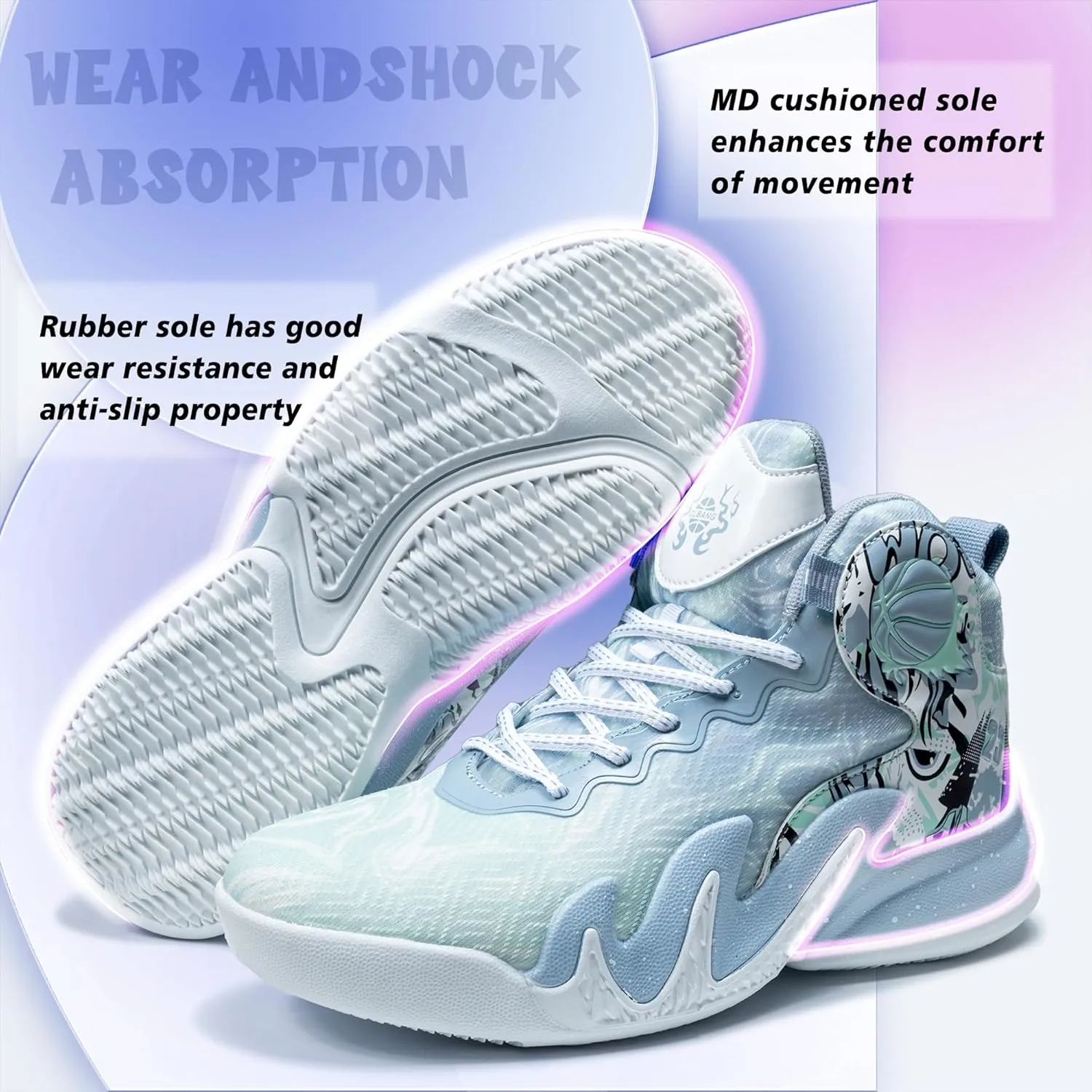 CJSPORX Women Men Basketball Shoes Breathable Men Non Slip Outdoor Fashion Unisex Sneakers