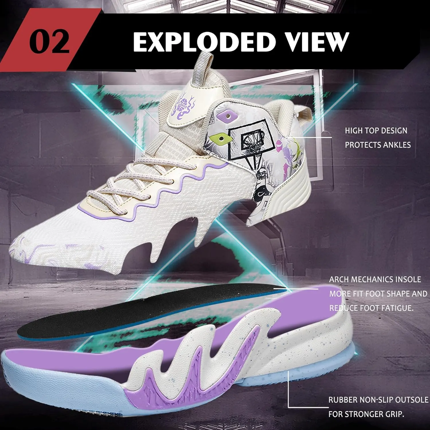 CJSPORX Women Men Basketball Shoes Breathable Men Non Slip Outdoor Fashion Unisex Sneakers