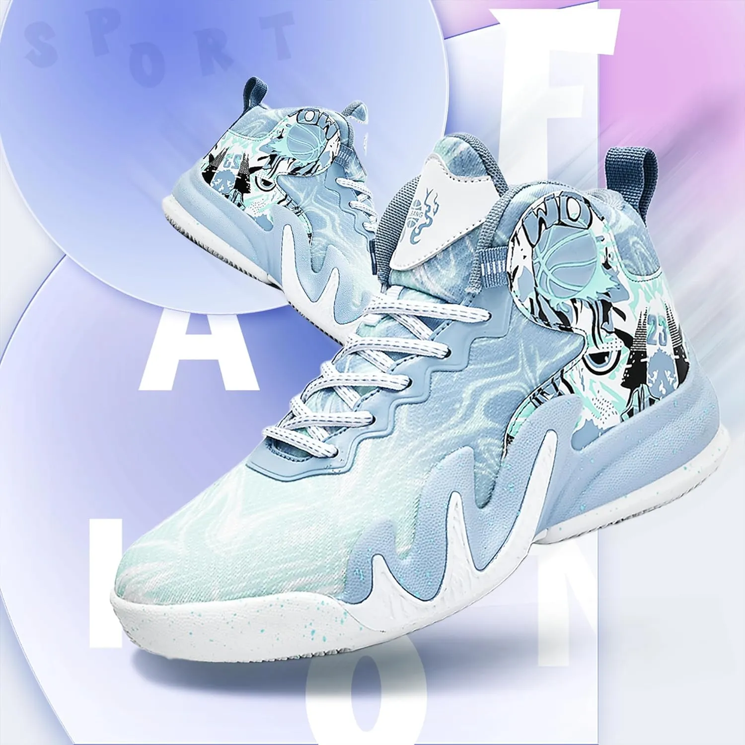CJSPORX Women Men Basketball Shoes Breathable Men Non Slip Outdoor Fashion Unisex Sneakers